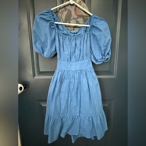 Blue Puff Sleeve Dress